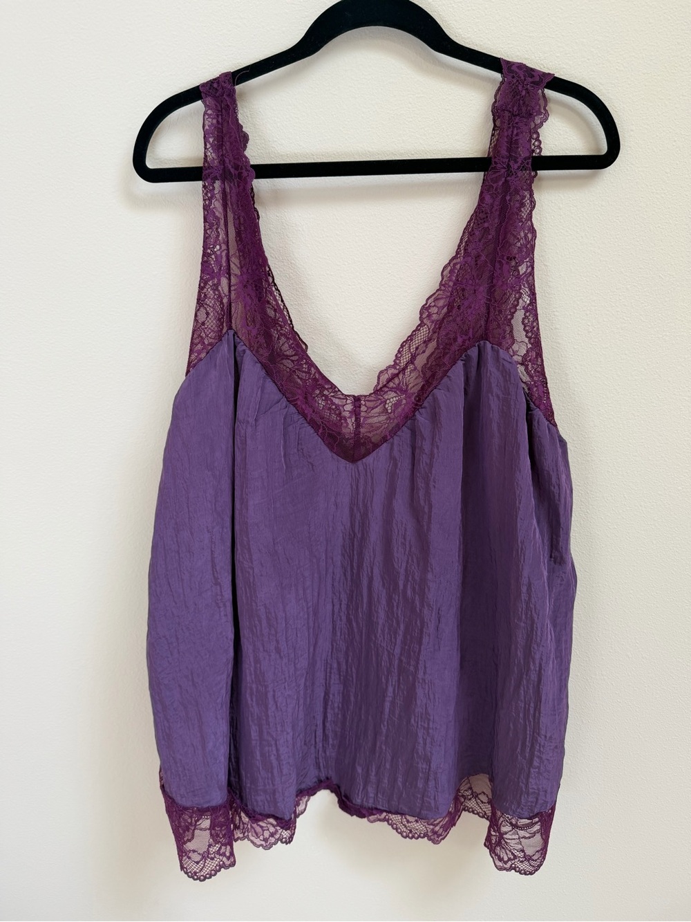 Free People Purple Lace Trim Tank Top